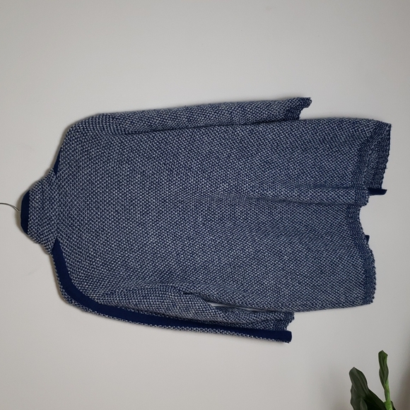 Rodier Paris cardigan sweater longline, made in Paris France, blue, wool. Large - Picture 8 of 8
